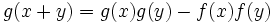 g(x+y)=g(x)g(y)-f(x)f(y)\!