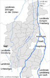 Lage der Gemeindefreien Gebiete im Landkreis Augsburg