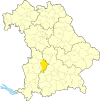 Lage des Landkreises Aichach-Friedberg in Bayern