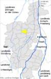 Lage der Gemeinde Adelsried im Landkreis Augsburg