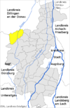 Lage der Gemeinde Altenmünster im Landkreis Augsburg