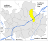 Lage der Gemeinde Blindheim im Landkreis Dillingen an der Donau