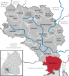 Lage der Stadt Blumberg im Schwarzwald-Baar-Kreis