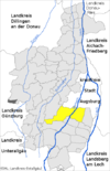 Lage der Stadt Bobingen im Landkreis Augsburg