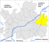 Lage der Gemeinde Buttenwiesen im Landkreis Dillingen an der Donau
