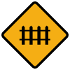 Diamond road sign guarded crossing.svg