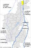 Lage der Gemeinde Ellgau im Landkreis Augsburg