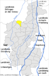 Lage der Gemeinde Emersacker im Landkreis Augsburg