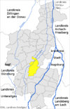 Lage der Gemeinde Gessertshausen im Landkreis Augsburg