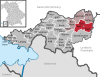 Lage der Gemeinde Grünenbach im Landkreis Lindau (Bodensee)