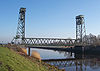 Hubbrücke Huntebrück bei Elsfleth. Die älteste (1953) und größte noch existierende Hubbrücke in Deutschland