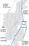 Lage der Gemeinde Klosterlechfeld im Landkreis Augsburg