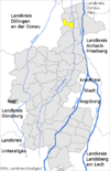 Lage der Gemeinde Kühlenthal im Landkreis Augsburg
