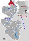 Lage der Stadt Laufen im Landkreis Berchtesgadener Land