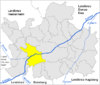 Lage der Stadt Lauingen (Donau) im Landkreis Dillingen an der Donau