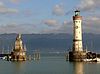 Hafeneinfahrt von Lindau vom Land her – mit dem einzigen Leuchtturm Bayerns
