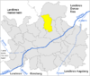 Lage der Gemeinde Lutzingen im Landkreis Dillingen an der Donau