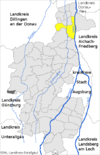 Lage der Marktgemeinde Meitingen im Landkreis Augsburg