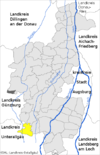 Lage der Gemeinde Mittelneufnach im Landkreis Augsburg