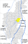 Lage der Stadt Neusäß im Landkreis Augsburg