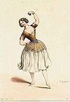 Die Tänzerin Carlotta Grisi steht im Effacé devant