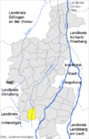 Lage der Gemeinde Scherstetten im Landkreis Augsburg
