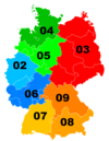 Deutschlandkarte mit Vorwahlnummern