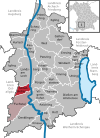 Lage der Gemeinde Unterdießen im Landkreis Landsberg am Lech