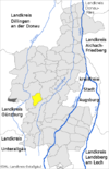 Lage der Gemeinde Ustersbach im Landkreis Augsburg