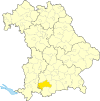 Lage des Landkreises Weilheim-Schongau in Bayern