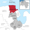 Lage der Gemeinde Wangerland im Landkreis Friesland