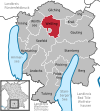 Lage der Gemeinde Weßling im Landkreis Starnberg