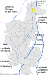 Lage der Gemeinde Westendorf im Landkreis Augsburg