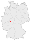 Deutschlandkarte, Position des Seeparks Niederweimar hervorgehoben