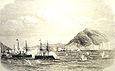 Zeitgenössische Darstellung der Seeschlacht von Hakodate