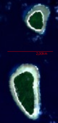 NASA-Satellitenbild von Fanna und Dongosaro (unten)