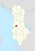 Karte von Albanien mit der Lage des Kreises Peqin