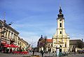 Sremska Mitrovica - Historic part of town with New orthodox church.JPG