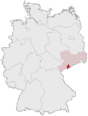 Deutschlandkarte, Position des Landkreises Annaberg hervorgehoben
