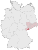 Deutschlandkarte, Position des Landkreises Aue-Schwarzenberg hervorgehoben