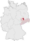 Deutschlandkarte, Position des Landkreises Torgau-Oschatz hervorgehoben