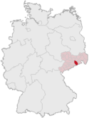 Deutschlandkarte, Position des Weißeritzkreises hervorgehoben