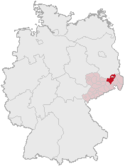 Deutschlandkarte, Position des Landkreises Kamenz hervorgehoben