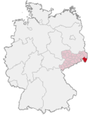 Deutschlandkarte, Position des Landkreises Löbau-Zittau hervorgehoben