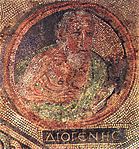 Diogenes auf einem Mosaik des Römisch-Germanischen Museums