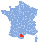 Lage von Aude in Frankreich