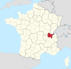 Lage des Departements Ain in Frankreich