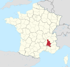 Lage des Departements Drôme in Frankreich