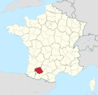 Lage des Departements Gers in Frankreich