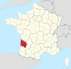 Lage des Departements Gironde in Frankreich